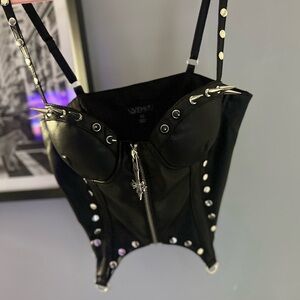 Dollskill Widow Black Studded Corset Top